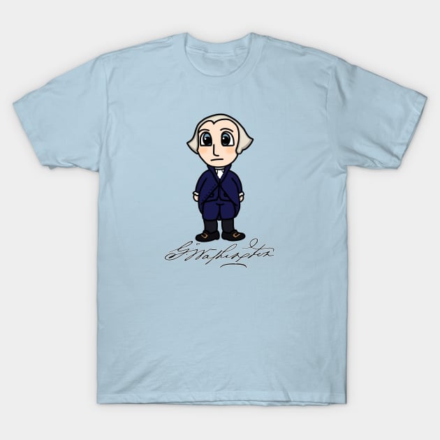 Chibi President George Washington With Signature T-Shirt by Aeriskate